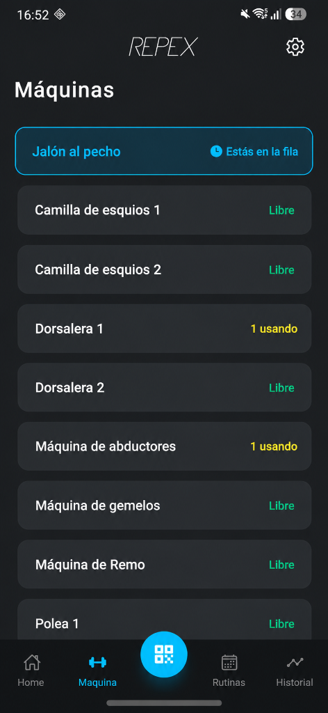 Disponibilidad y estado de máquinas en vivo